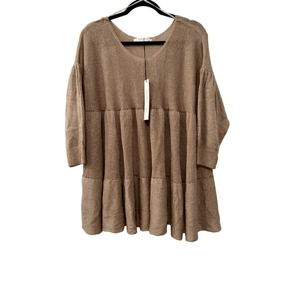 New Mustard Seed Size S Brown Knit Top Fall Sweater Cottage Core